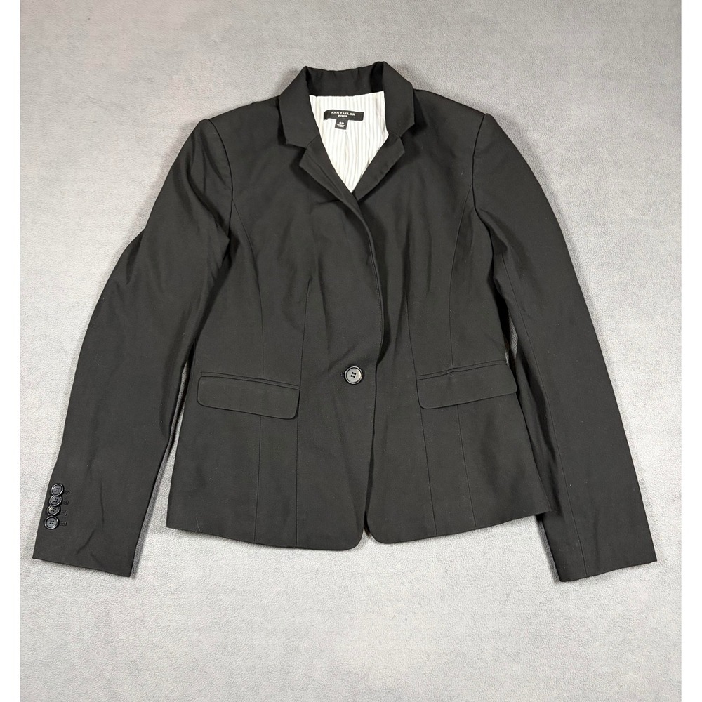 Ann Taylor Blazer Women 4P Black Single Button Career Professional